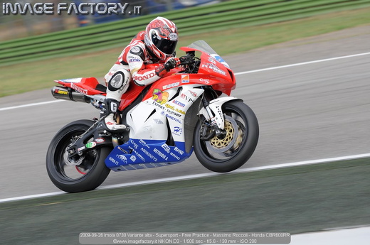 2009-09-26 Imola 0730 Variante alta - Supersport - Free Practice - Massimo Roccoli - Honda CBR600RR